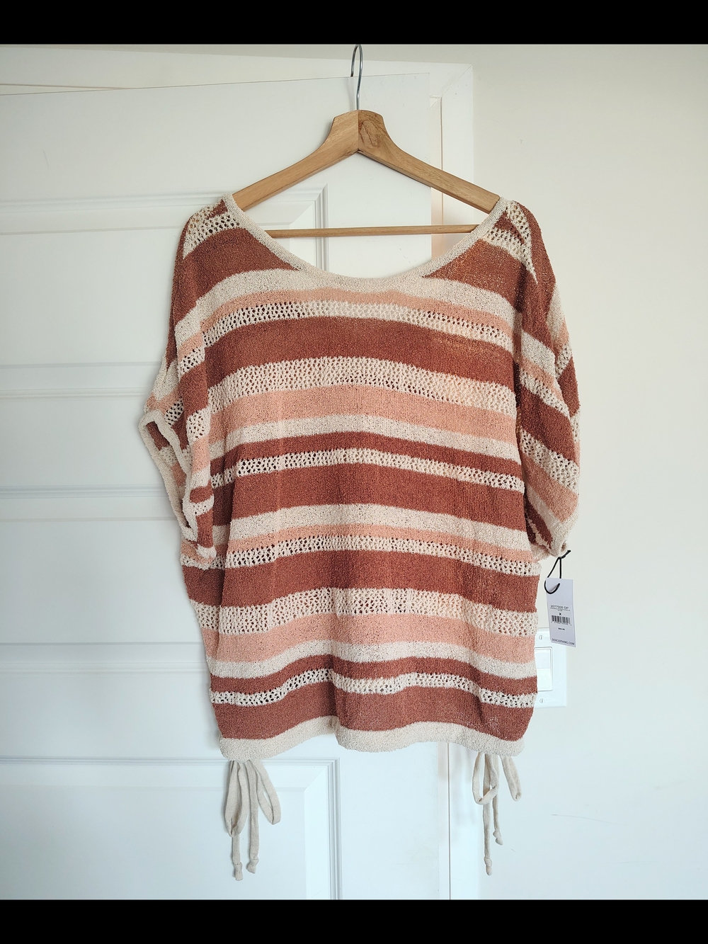 Women Striped Knit Dolman Sweater Top